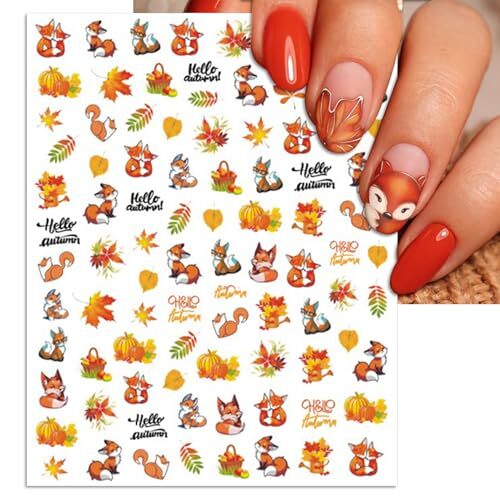 Fall Nail Art Stickers, Thanksgiving Day Turkey Nail Decals, 3D Self-Adhesive