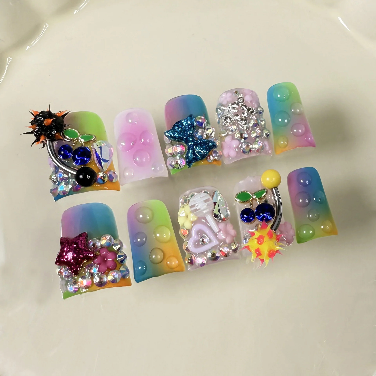 10pcs Handmade Press on Nails Art Simple White French Short Fake Nail Wearable