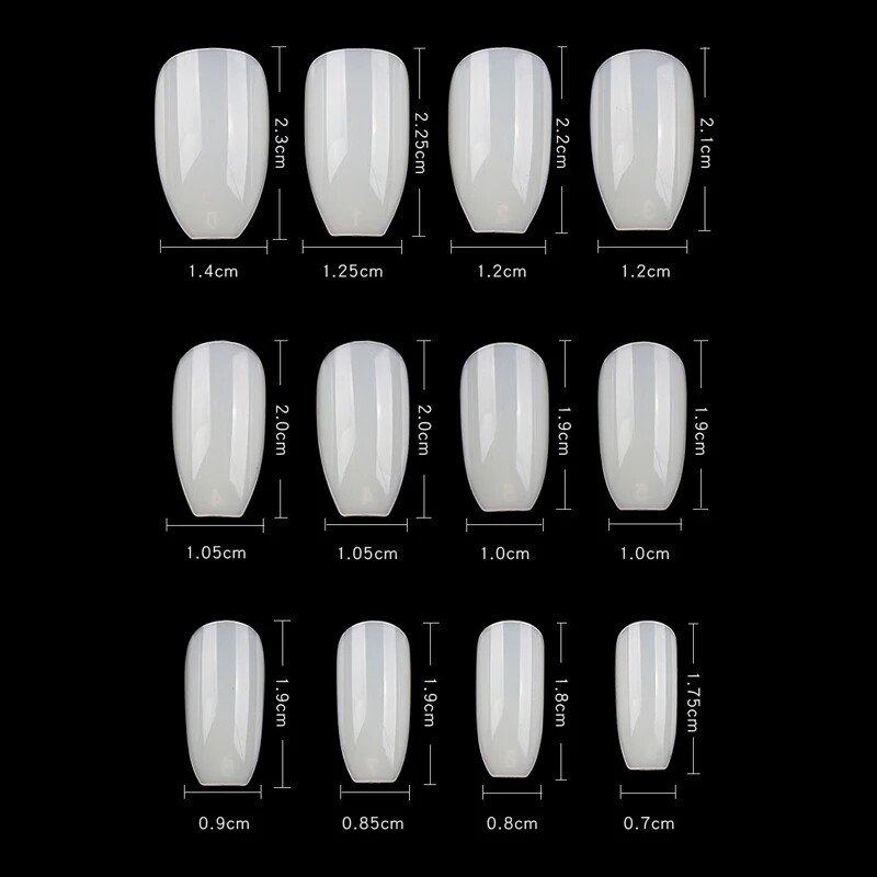 600pc Mid Coffin Ballerina Shape Full Cover Nails False Tips Length