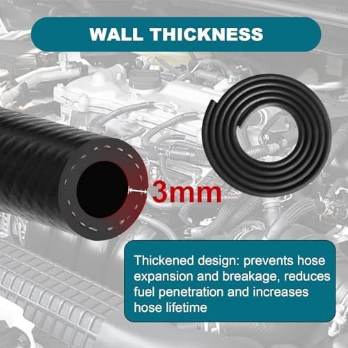 3/8 Inch (10mm) ID Fuel Line Hose, 10 FT 300PSI Push Lock NBR Rubber Hose for Au