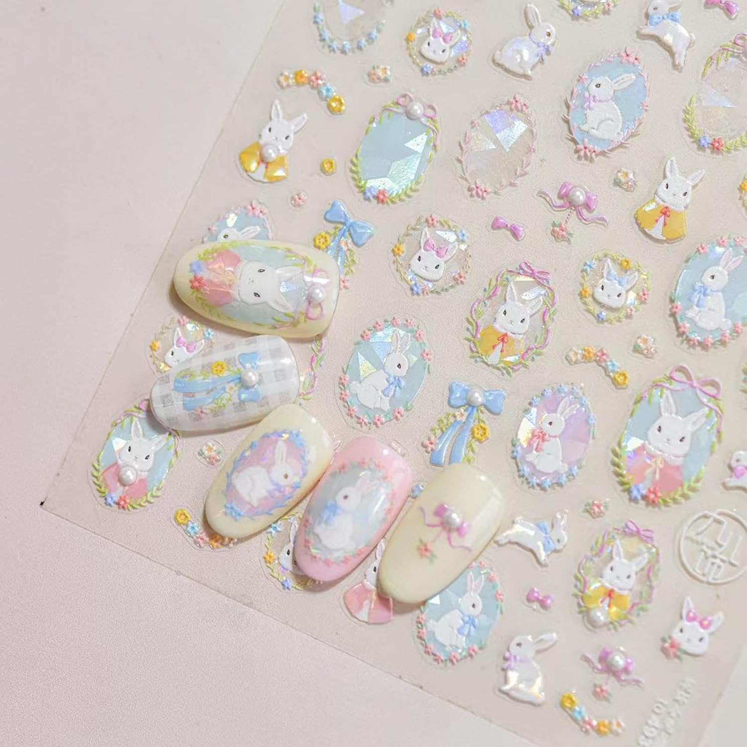 Blue Nail Art Stickers Heart Clock Nail Decals Summer Nail Stickers 1Sheets | Cu