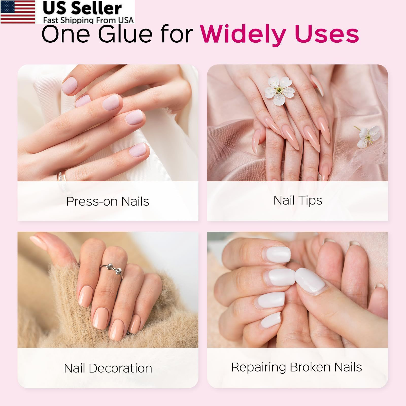 TIPHULAN 7ml Brush On Nail Glue for Press On, 0.23 Fl Oz (Pack of 1), clear