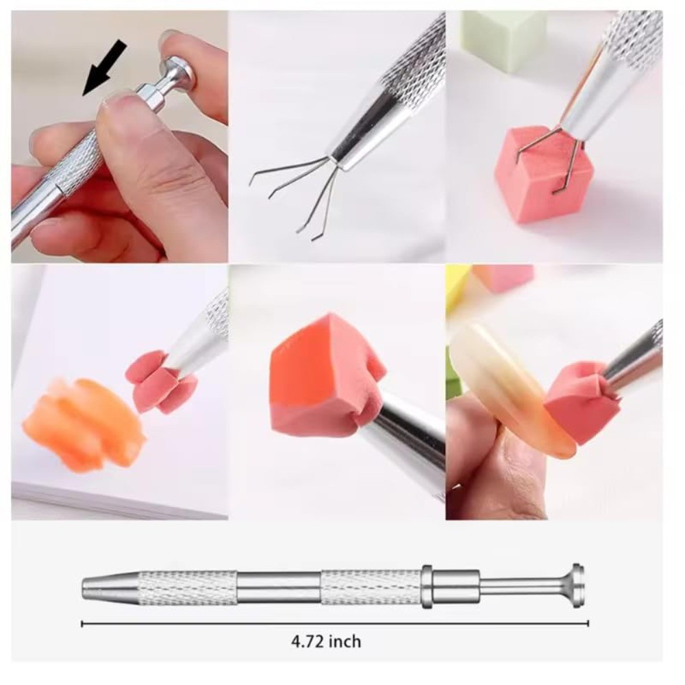 Soft Nail Sponges for Ombre Manicure Nail Art Tools with Grabbing Pen and Nail