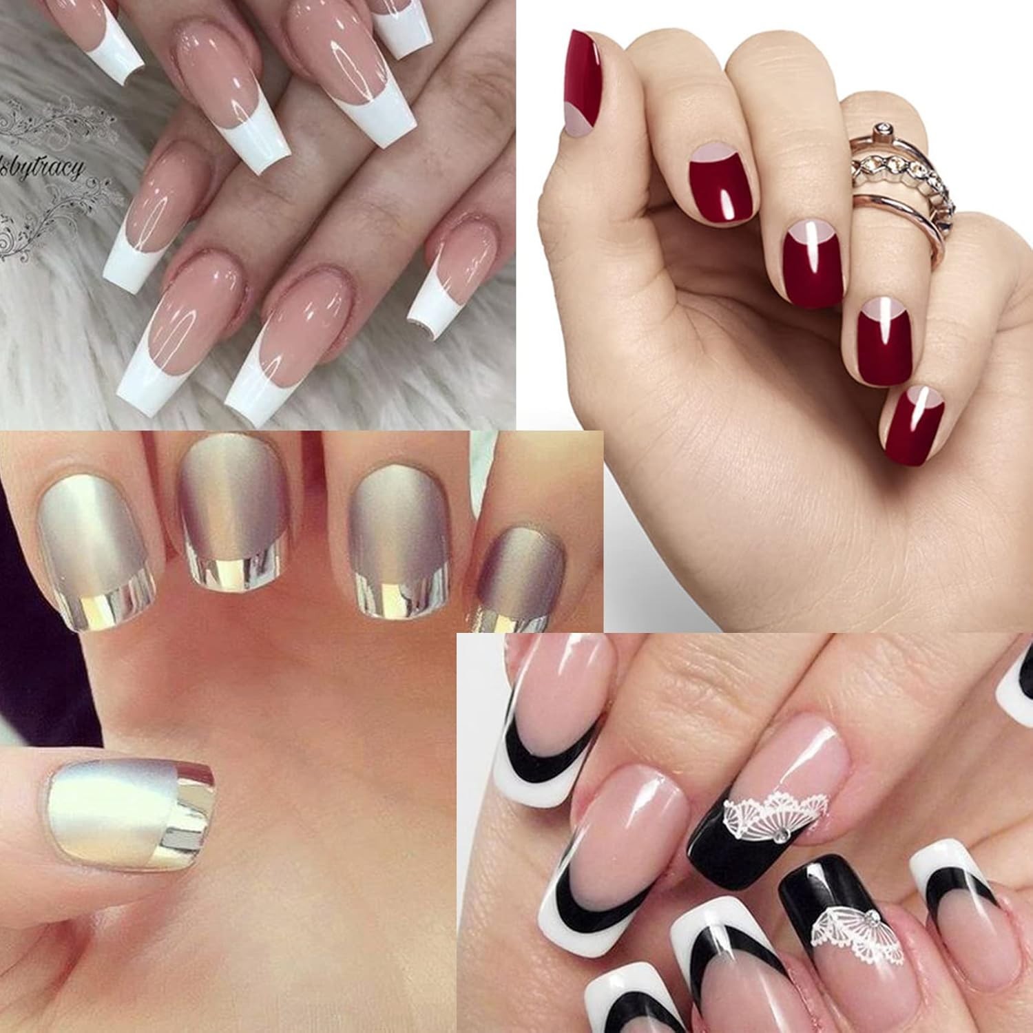 Versatile French Manicure Nail Stickers – 36 Sheets, 3 Designs for Perfect Nails