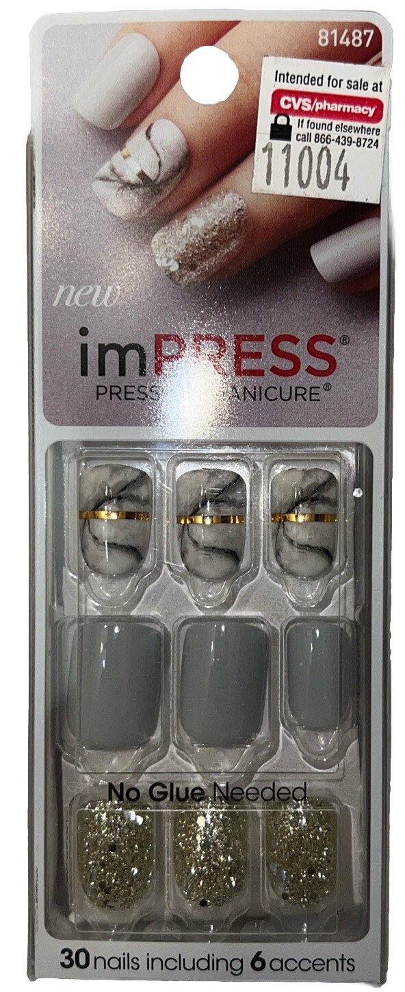 Kiss Nails Impress Press On Manicure #81437 Yeah Boy (New/Sealed/See All Photos)