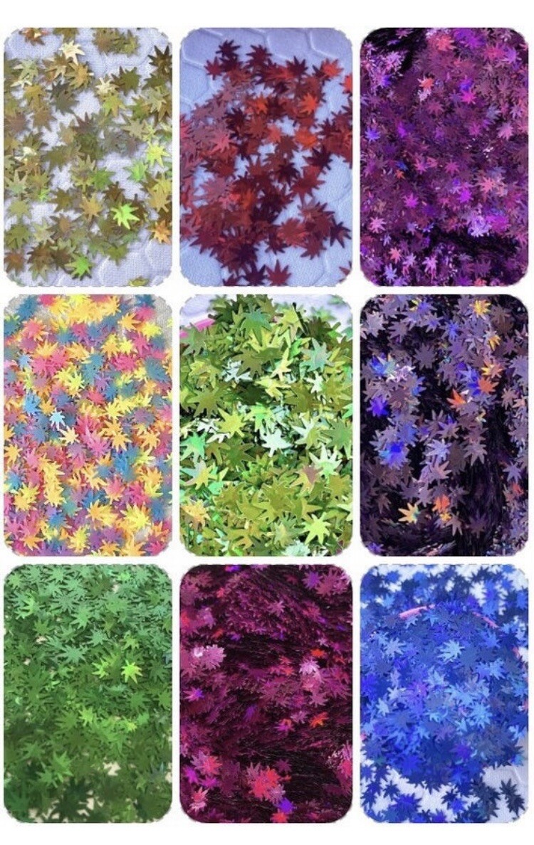 Weed Green Purple Plum Gold Cannabis Pot Leaf Glitter 8 Small zip lock bag