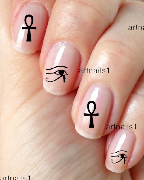 Ankh Horus Eye Egyptian Nail Art Witch Wicca Water Decals Stickers Goth Polish