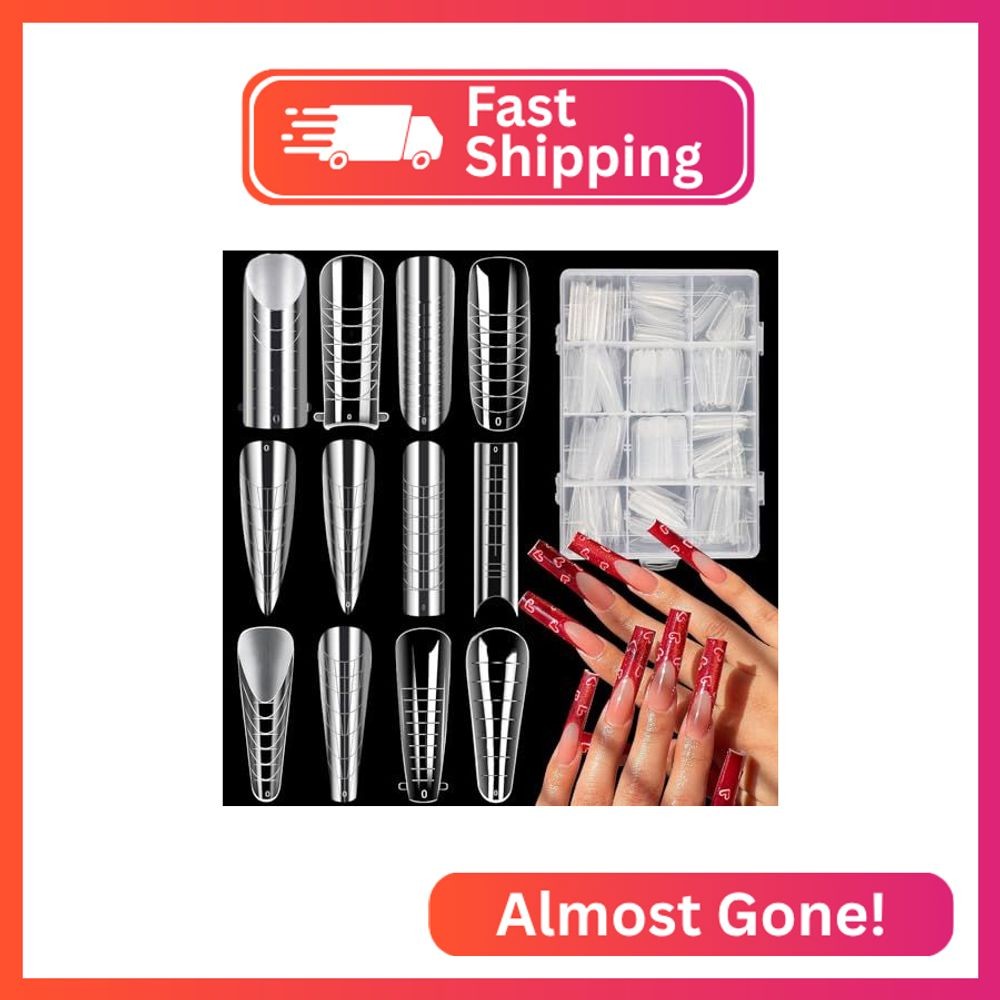 BOMOQING 288PCS Nail Forms & Molds for French Nails, Acrylic Nail Tips, 96PCS Du