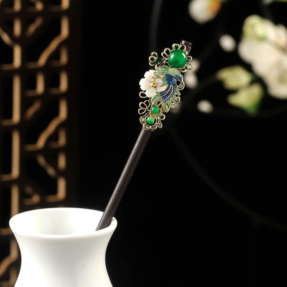 3PCS Hair Stick,Flower Pins For 1 Count (Pack of 3), blue,Pink,Green