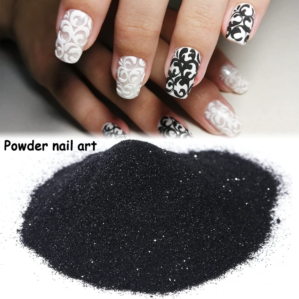 0.2mm Black Nail Glitter White Rainbow Holographic Shining Sugar Nail Glitter…