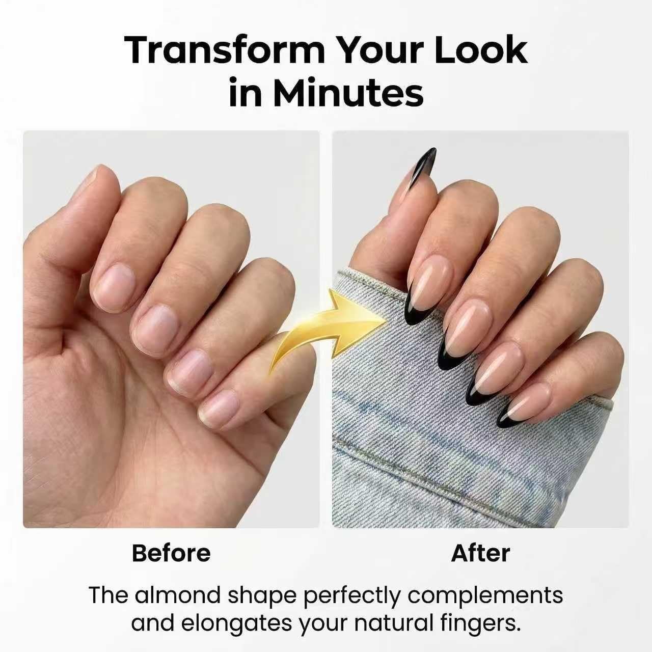 French Almond Gel Press On Nails Short, Glossy Fake Nails 24Pcs 16 Sizes, Inc…