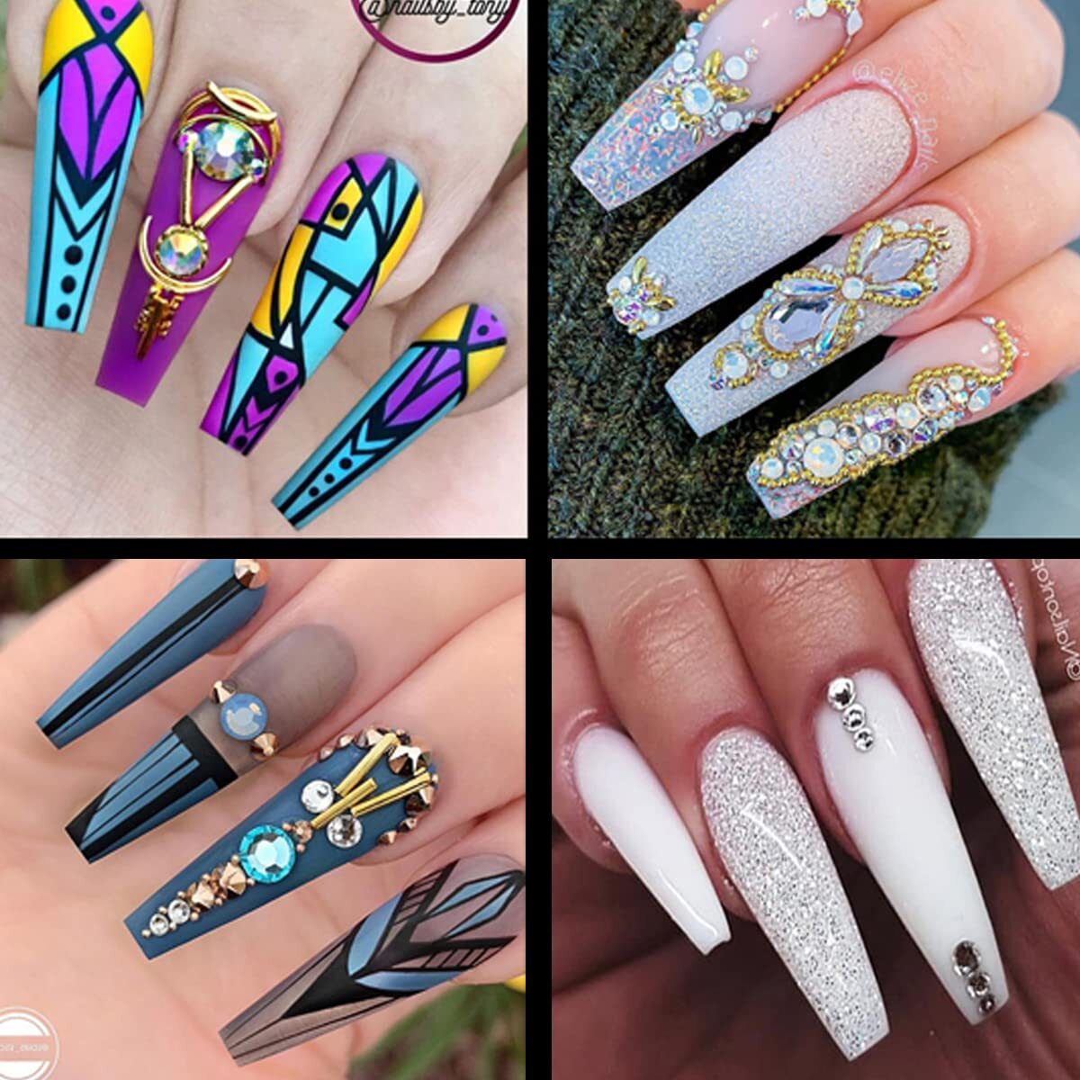 NEW No C Curve Straight 2XL 3XL Long Coffin Square Stiletto Acrylic Nail Tips