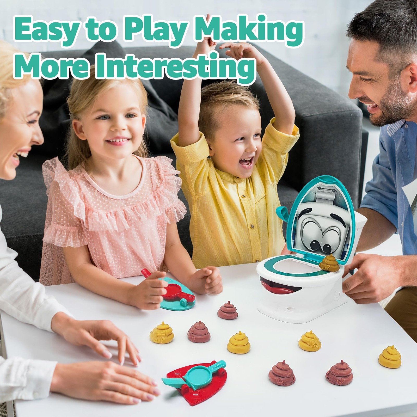 Anemeeoke Poop Family Game – Funny Shooting – Fast and Medium, White