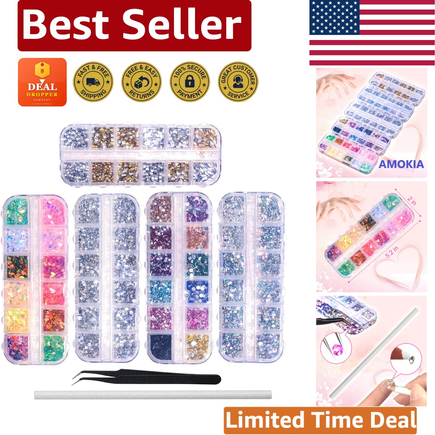 Ultimate 6400pcs Nail Art Rhinestones and Glitter Kit for Fashion Forward Looks
