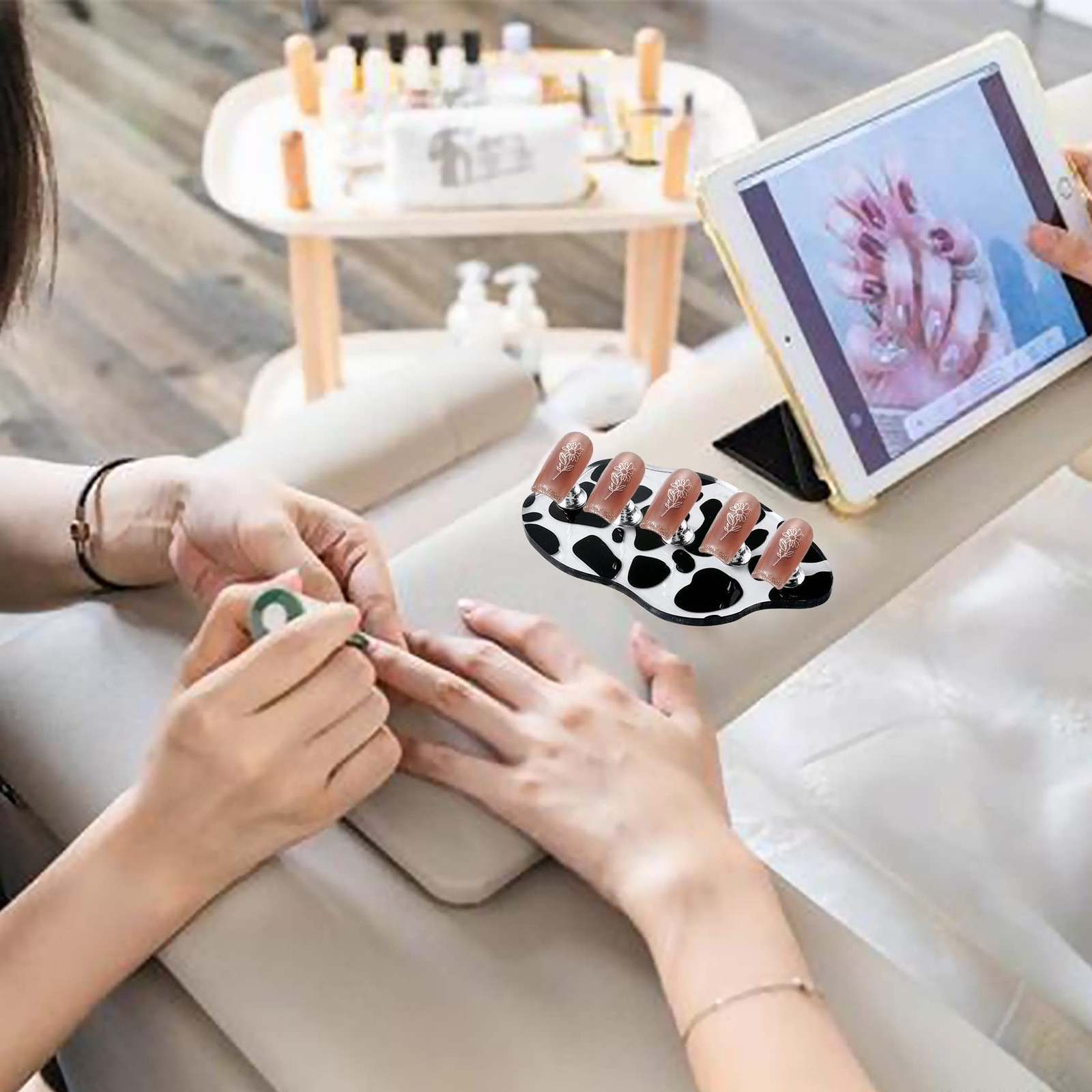 2Set Acrylic Nail Stands with 42pcs Reusable Putty Metal Nail Holder for Pain…