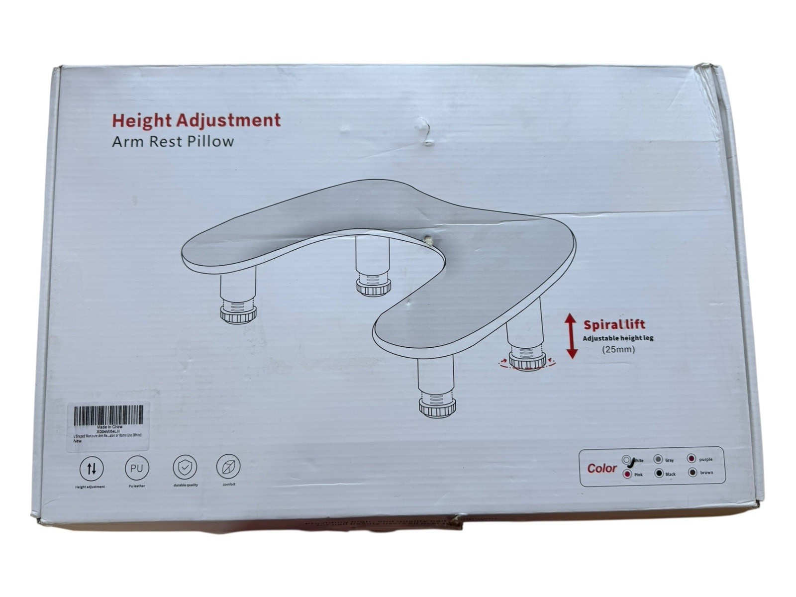 U-Shaped Adjustable Manicure Arm Rest Pillow – White – Read
