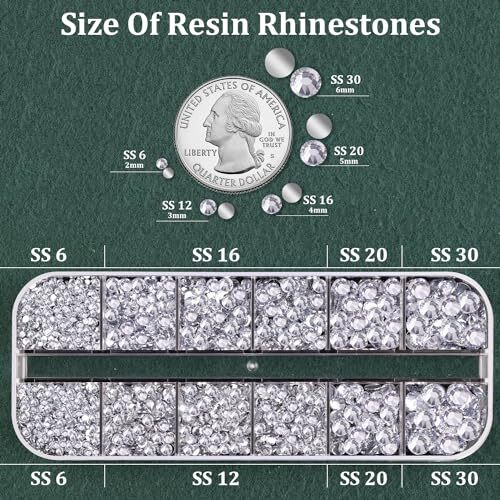 Resin Rhinestones for Crafting with 1 Small Pack with Glue 01 Silver Clear