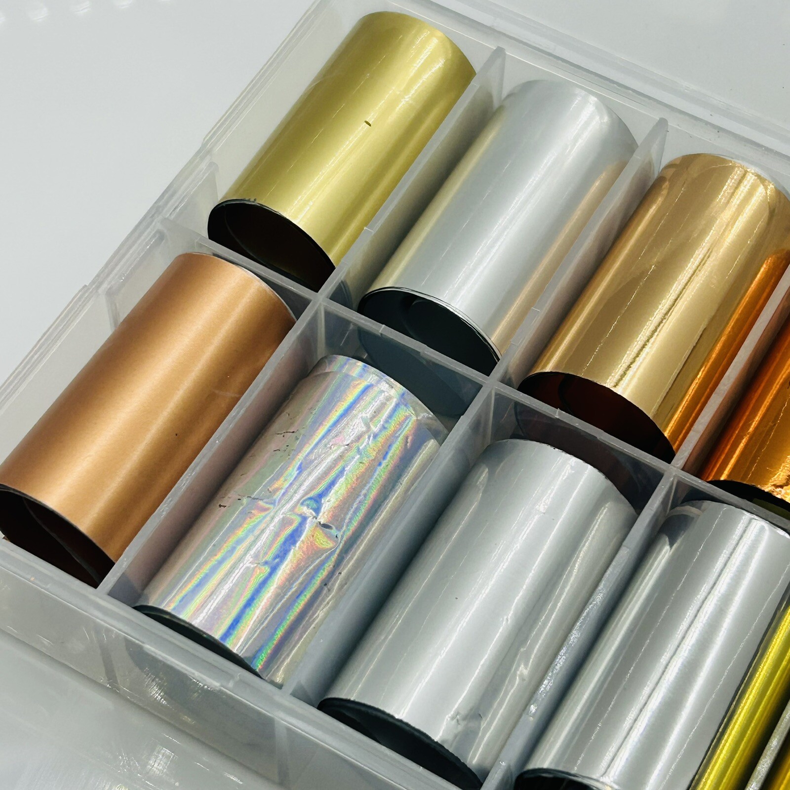 Nail Foil Stickers 10 Rolls Holographic & Plain Shiny Nail Transfer Foil Sticker