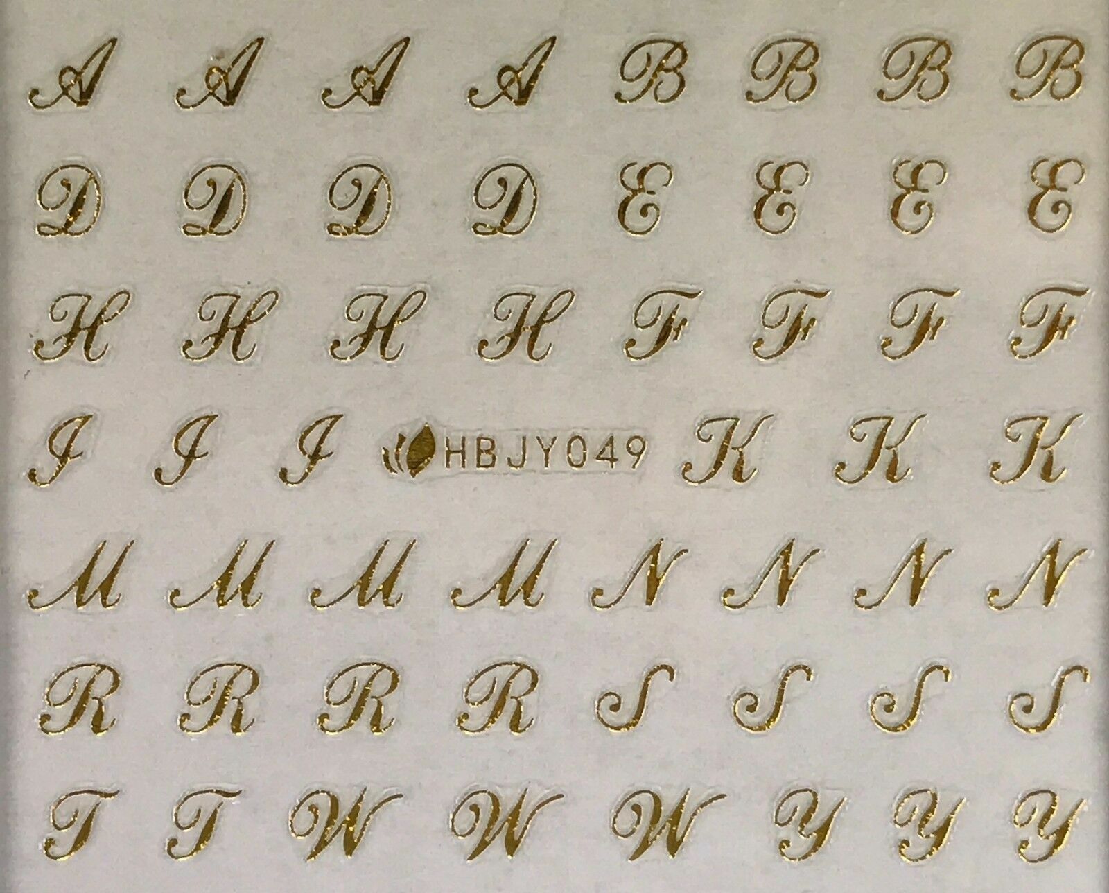Nail Art 3D Decal Stickers Alphabet Letters Uppercase Gold HBJY049