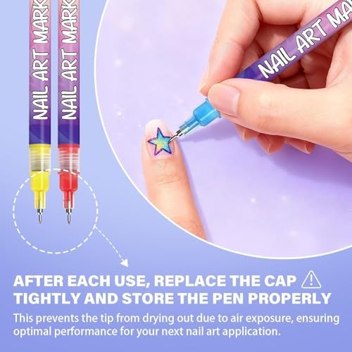 12pcs Nail Art Pens Set 0.5mm Fine Tip Quick-Drying Waterproof Colors