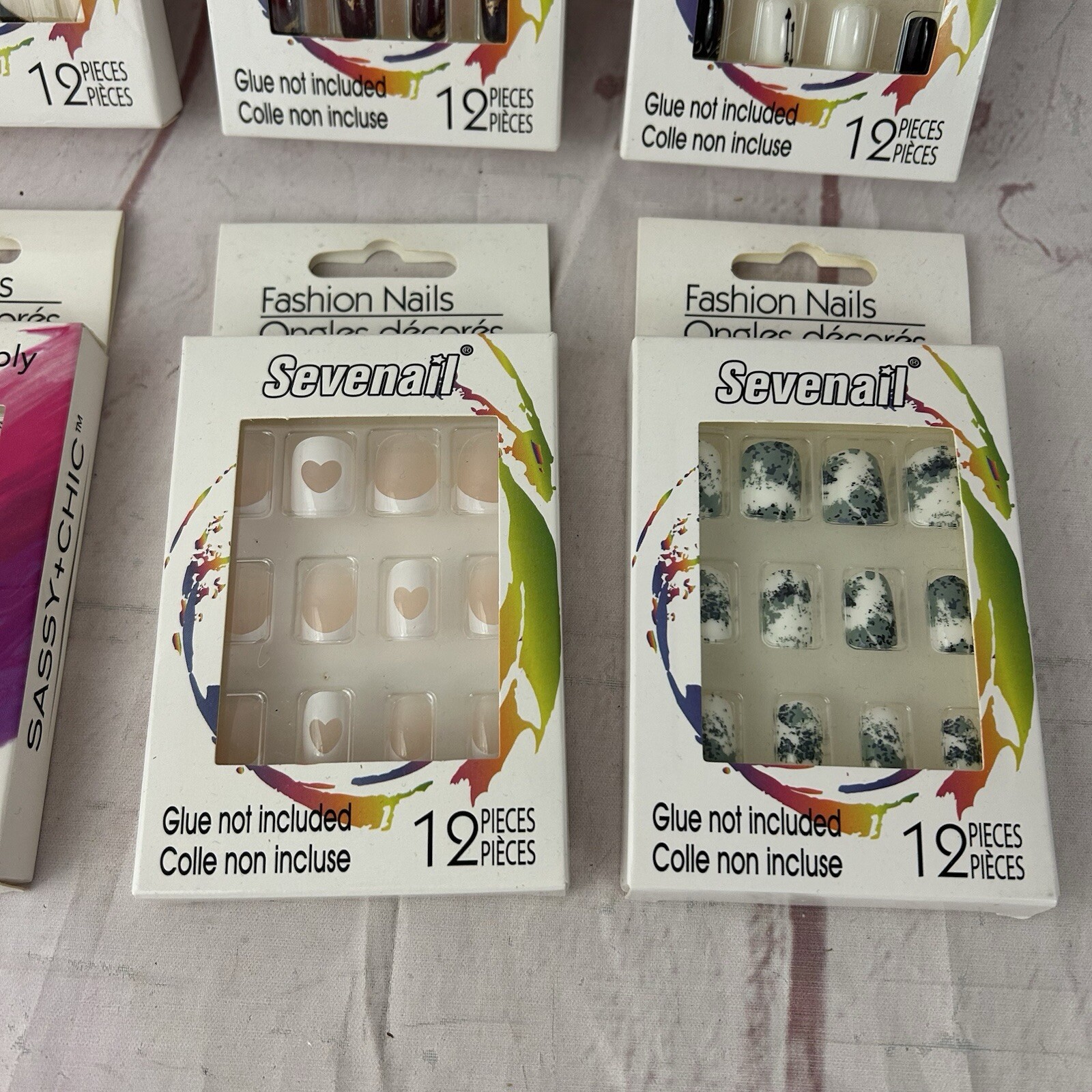 Lot Of 8 Press On Glue On Nail Various Brands Sevenail 108 Pieces Total New NWT