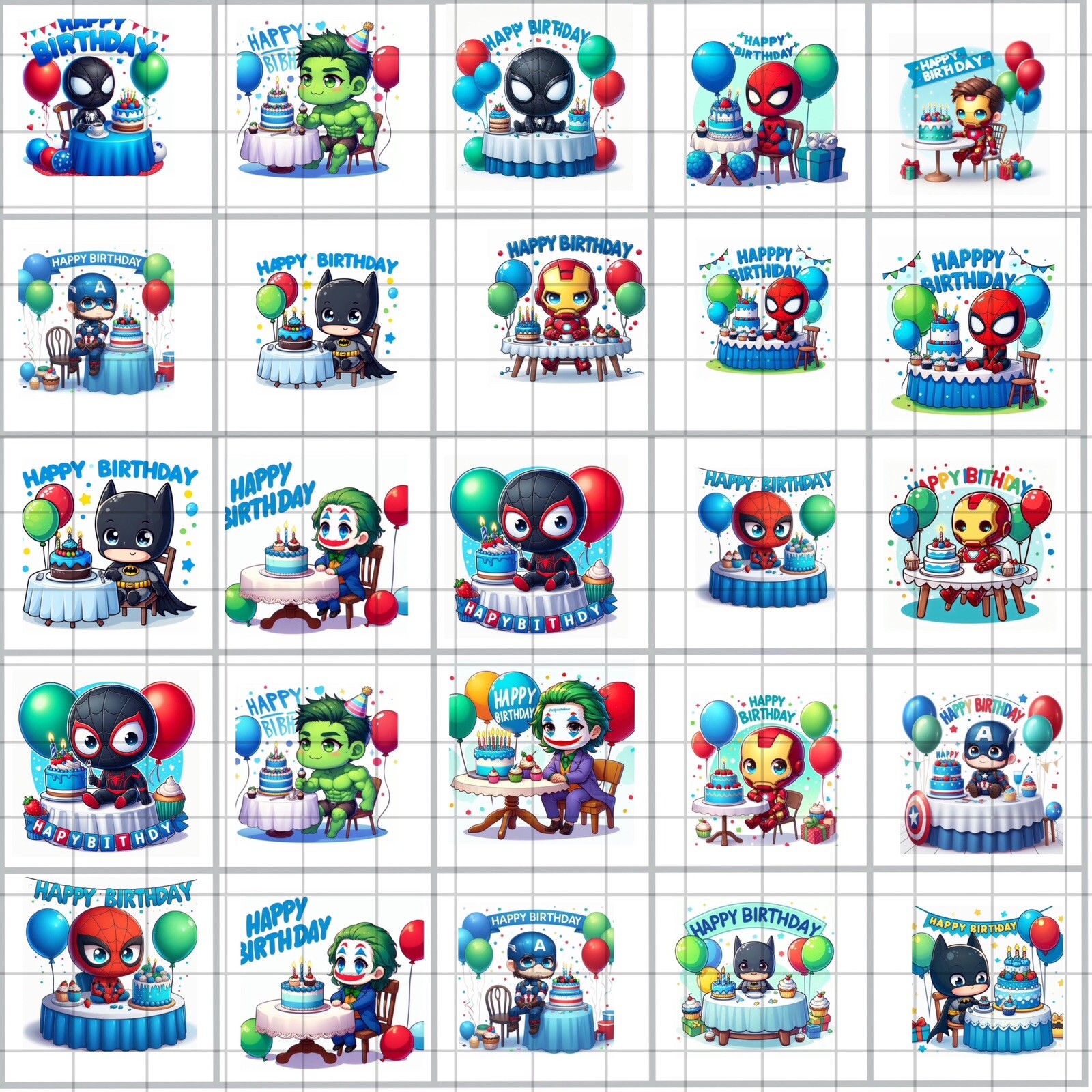 Super Hero Happy Birthday Nail Decals Set Of 50