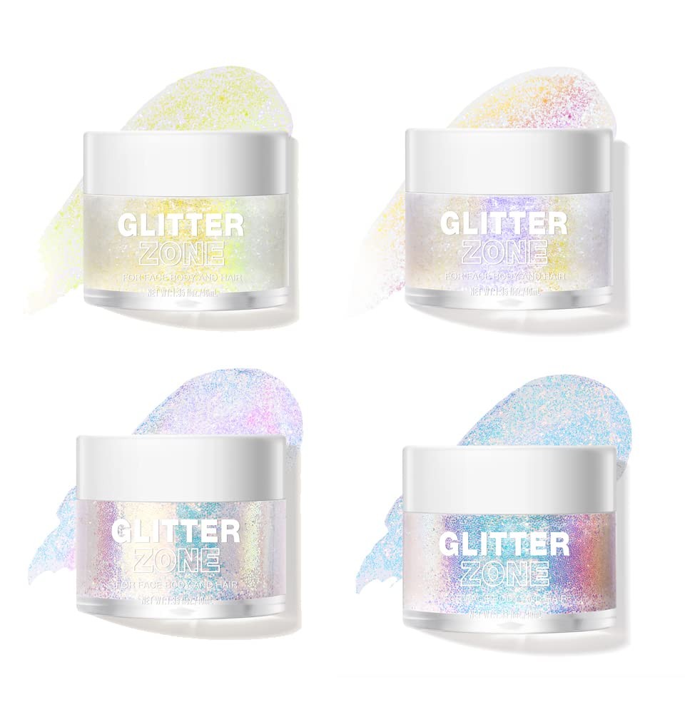 Body Glitter, Joyeee 4pcs Singer Concerts Face Glitter Gel,Mermaid Sequins Fa…