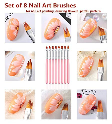 11 Pcs Nail Art Brush Set, UV Gel Painting Pen Nail Flower Painting Brush Gel
