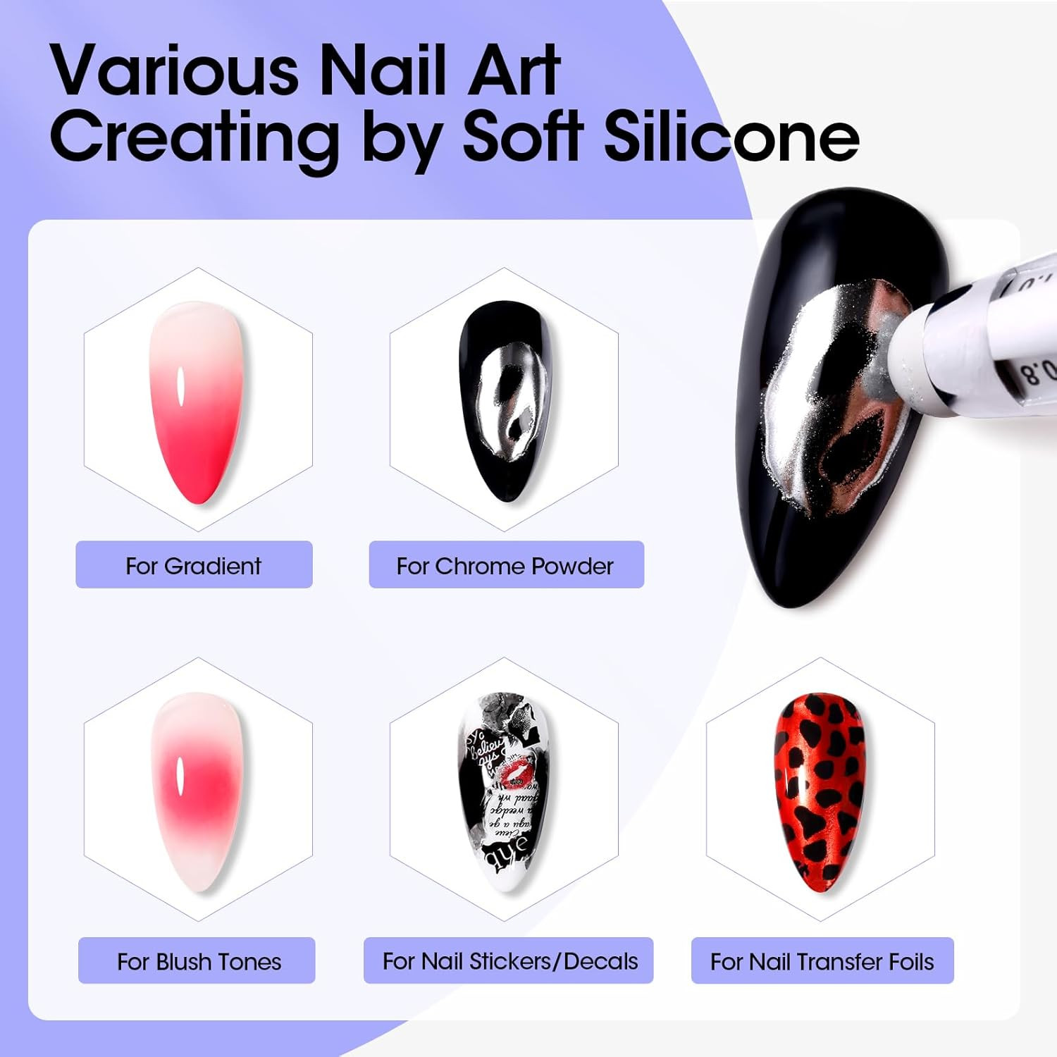 5-In-1 Nail Dotting Pen with Ballpoint Pen Design & Nail Rhinestones, Double-End
