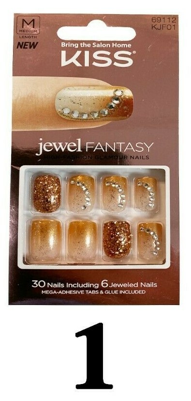 New Kiss Jewel Fantasy High Fashion Glamour Nails Medium Length 30 Nails #69115