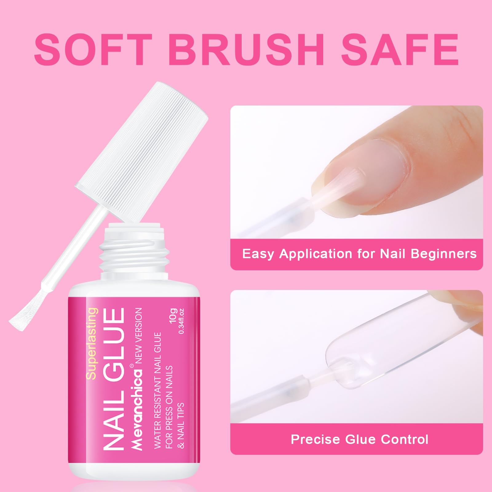 Super Strong Nail Glue, Nail Tips & Acrylic Fingernails Brush Tip Applicator …