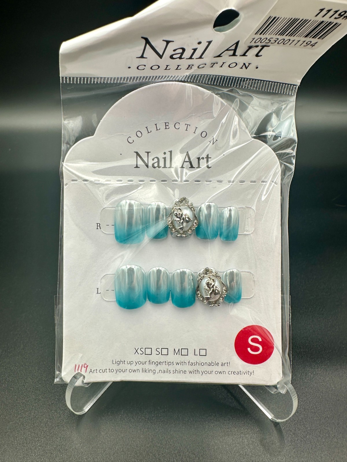 Lot of 8 Packs Press On Nails Size S Rhinestone 3D Bling False Nail Art Set