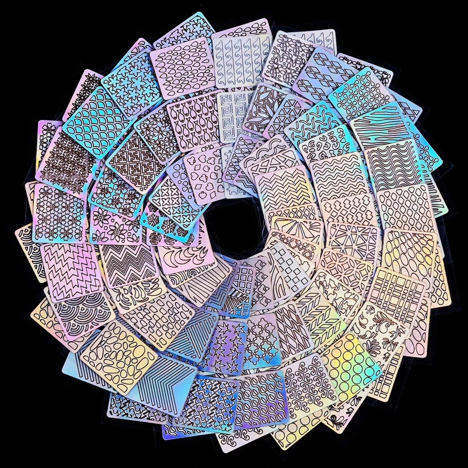 144 Pieces Nail Vinyls Stencil Stickers Set, 24 Sheets 72 Different Designs Cute