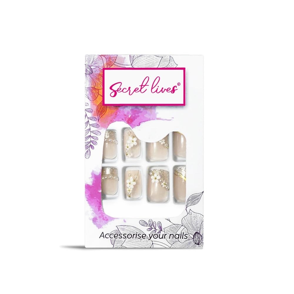 Secret Lives Acrylic Fake Reusable False Artifical Press On Nails 24Set