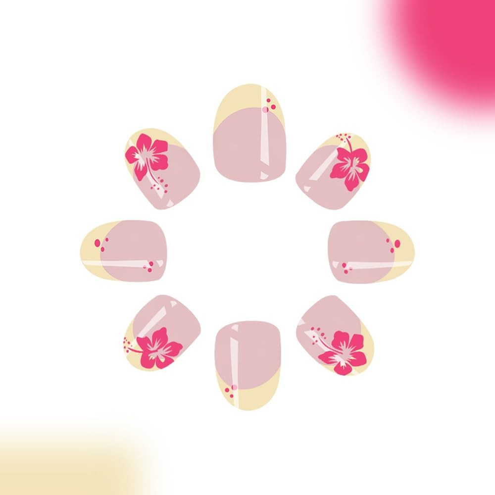 Teilihai French Tip Press on Nails Almond Short Fake Shape, W12