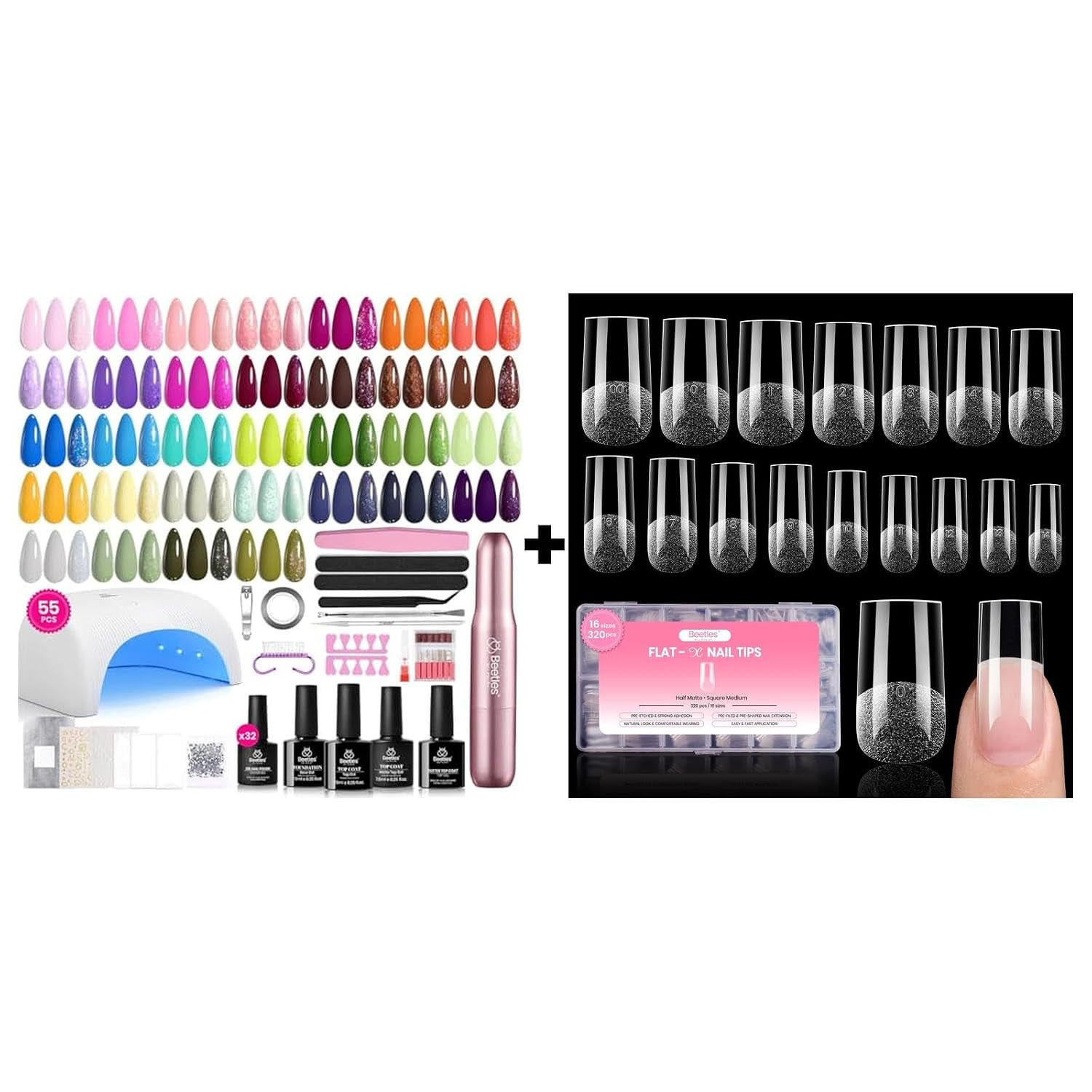 Gel Polish Pearl French All in One Press on Nail Kit with Flat-X Square Medium 3