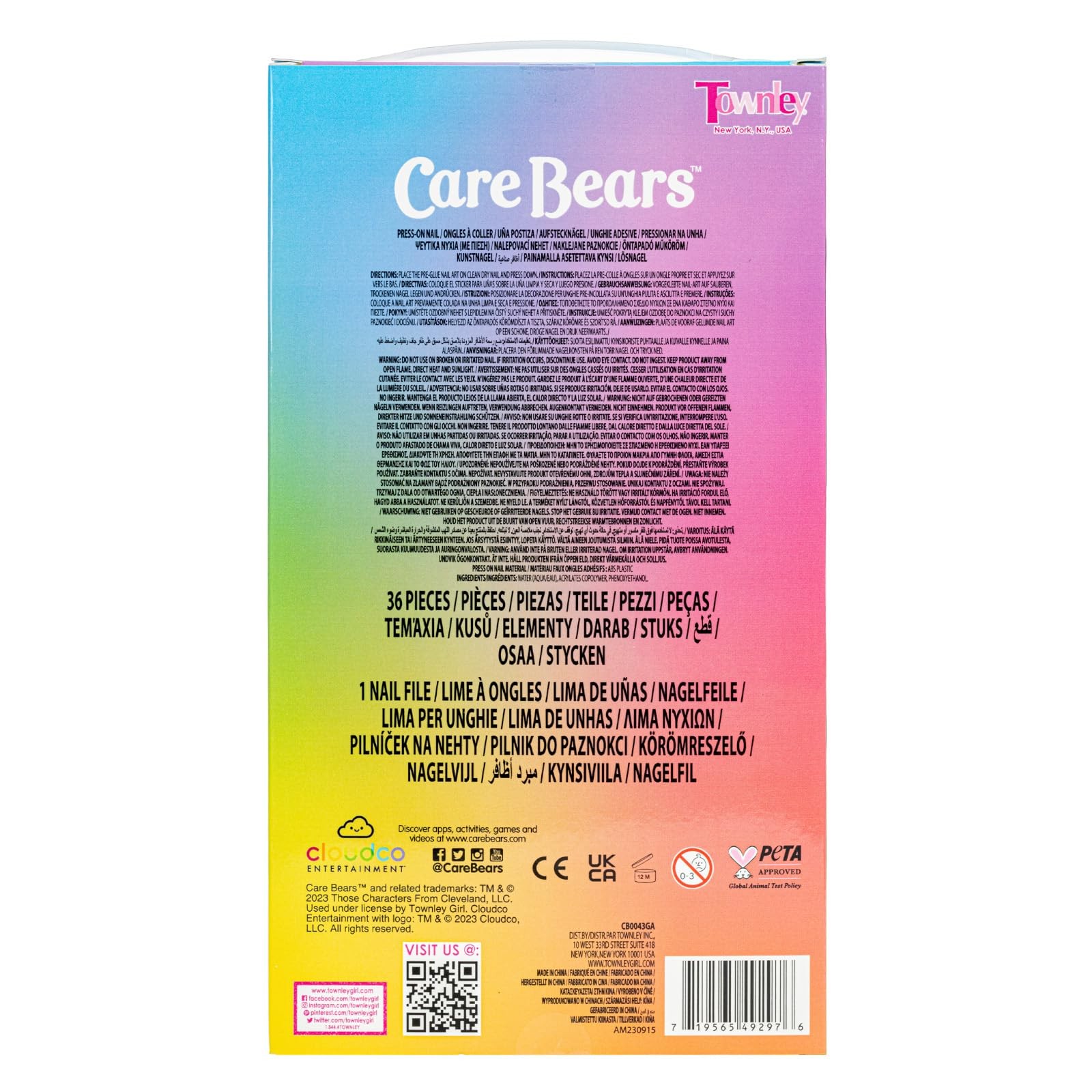 Care Bears 36 pcs Press on Nails for Kids | 37 Count (Pack of 1),