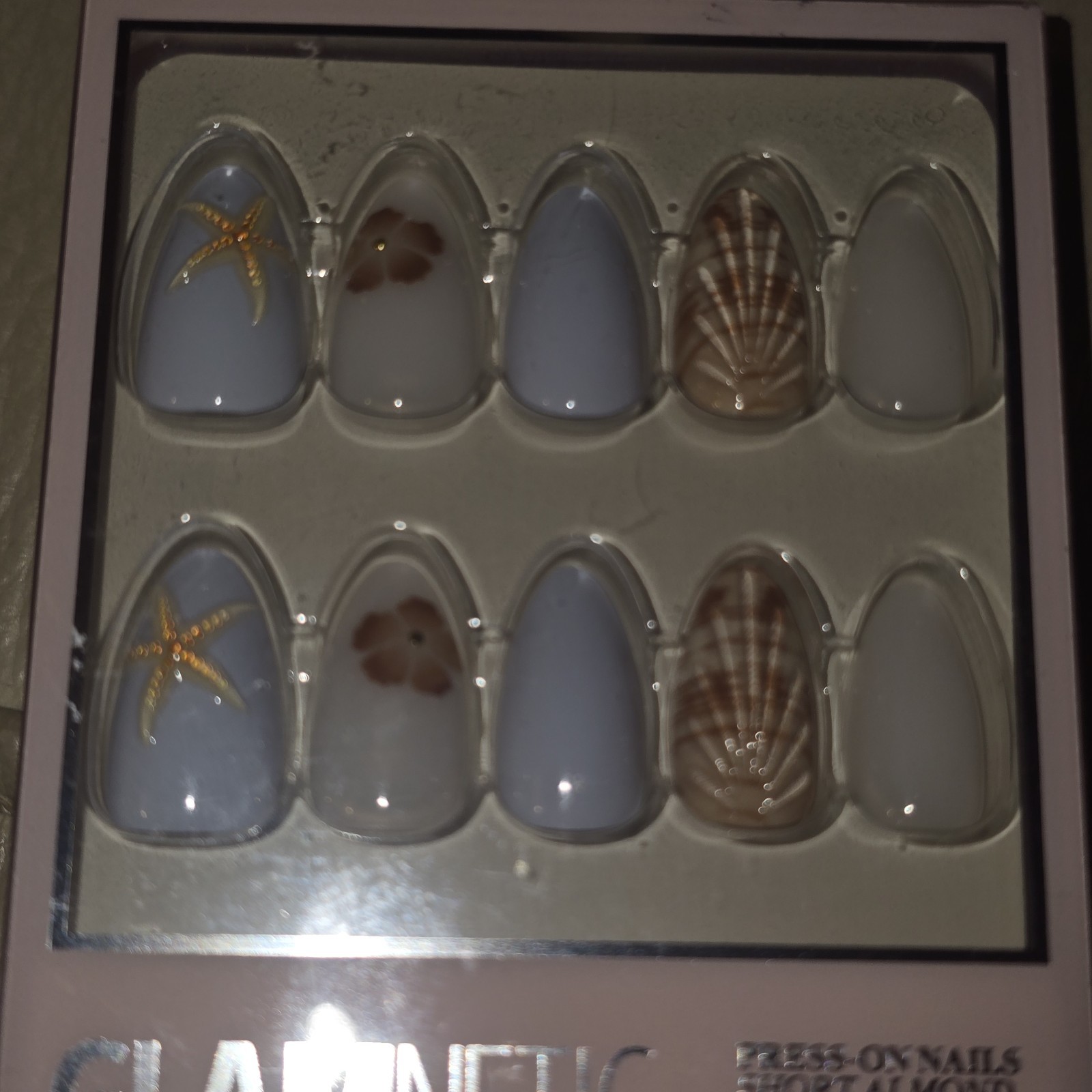 Celebritips Lot Short Almond/Coffin Pink + Remover & Glue/Glamnetics Seashell