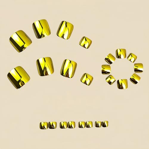 Gold Press On Toenails Metal Chrome Toe Nail Press Ons – 18 Gold Toenails