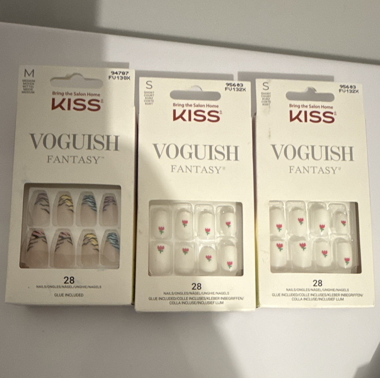 KISS Voguish Fantasy Press-On Nails Lot of 3 28ct Shiny Animal Square
