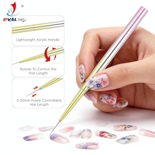 Nail Art Liner Brushes, adjustable liner brushes for nails,nail Yellow-Pink
