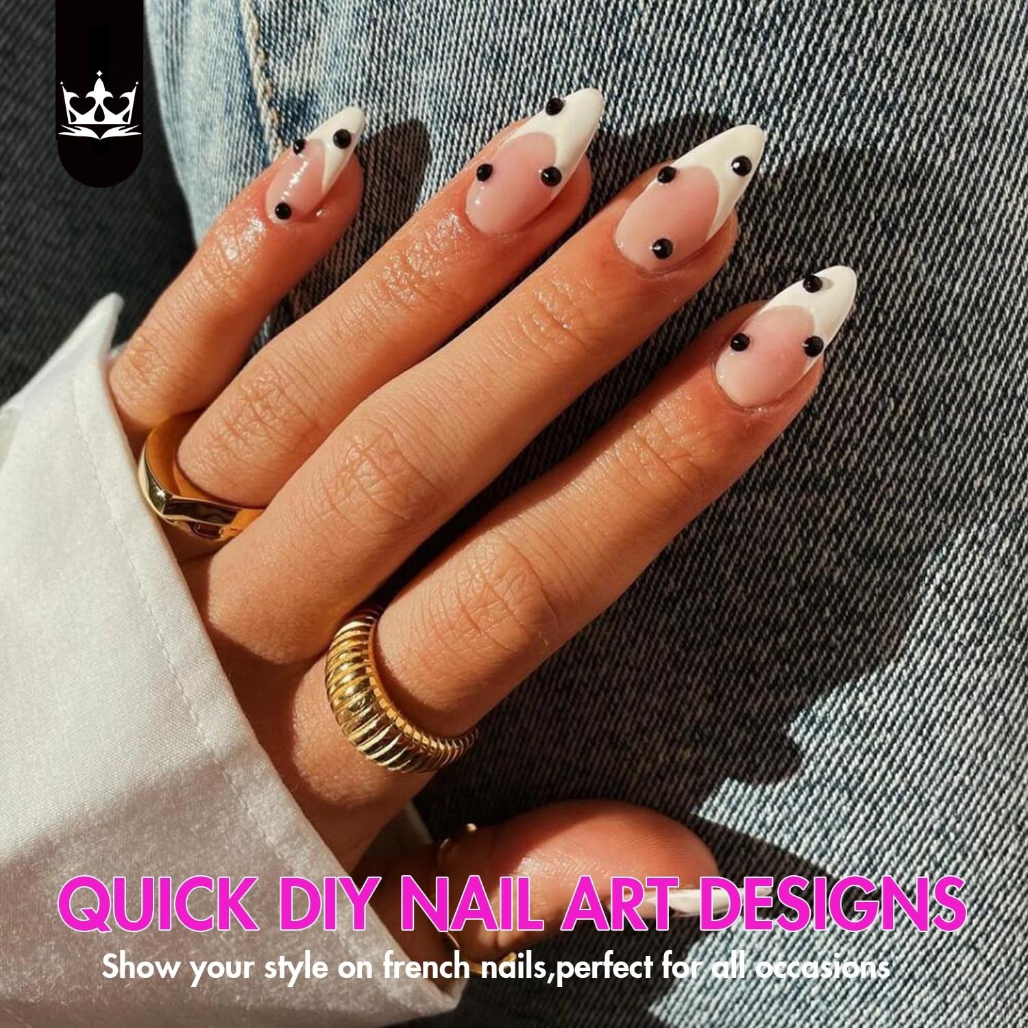 KQueenest 30 Pcs White French Tip Press on Nails Short Almond Nails Acrylic, …
