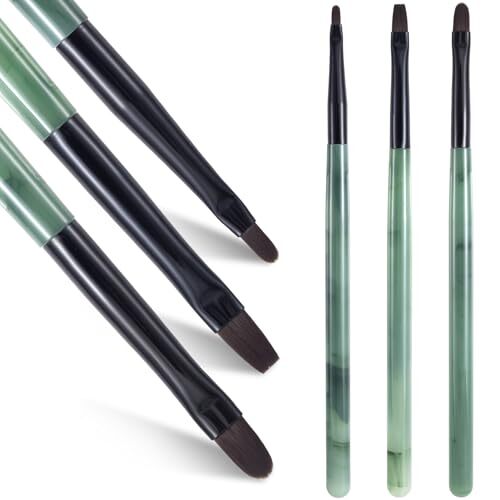 3PCS Nail Clean Up Brushes, Green Nail Art Polish Remover Pens, Cleaning