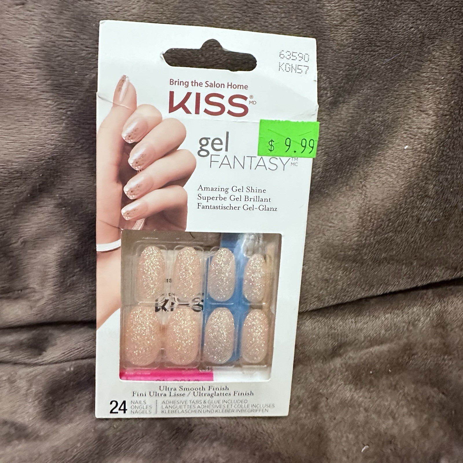 KISS Nails Medium Length Gel Fantasy, Glitter 24 Nails smooth Finish Almond