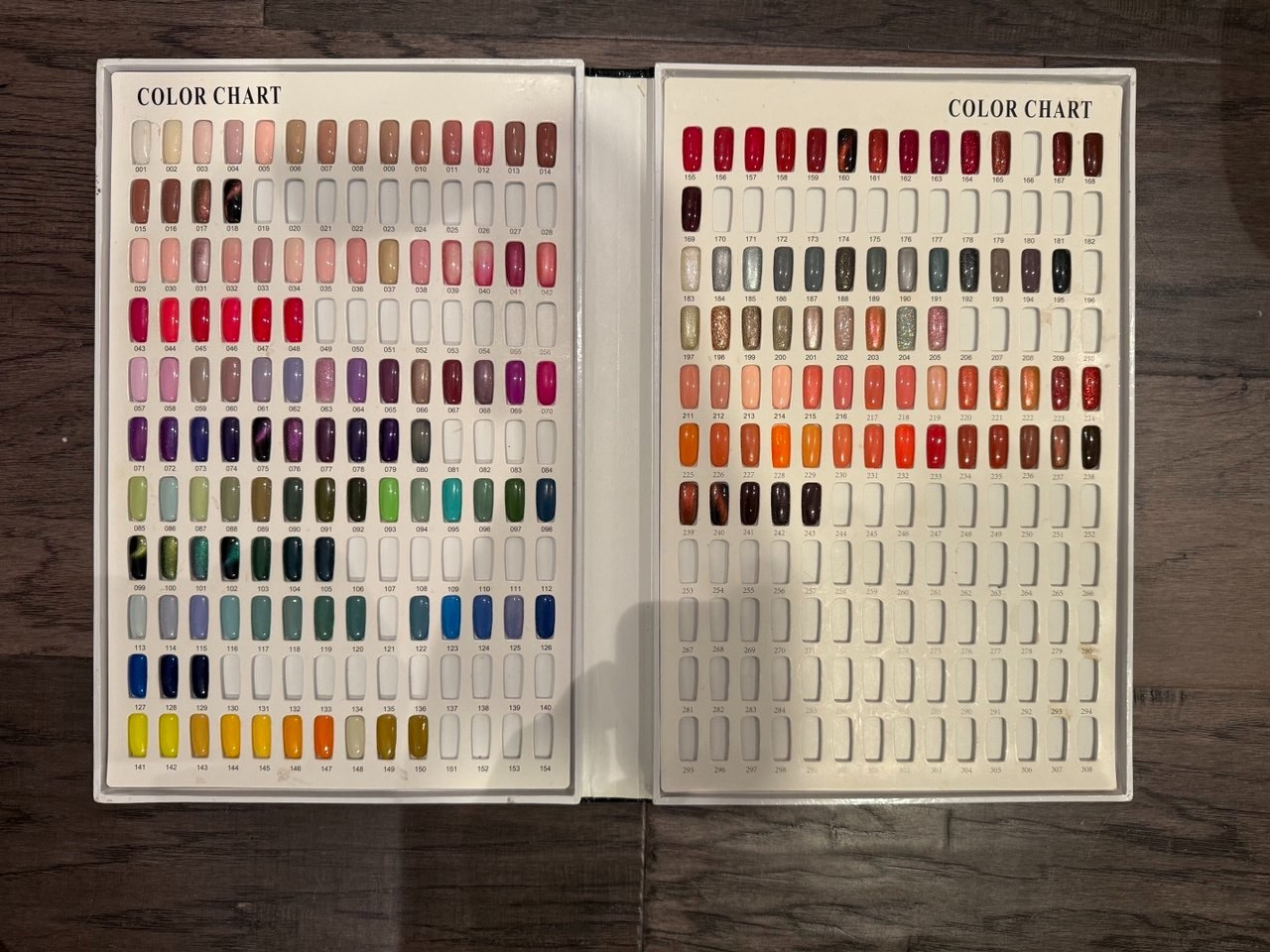 USED 308 Colors Nail Swatches Book Nail Tips Professional Nail Color Chart Card