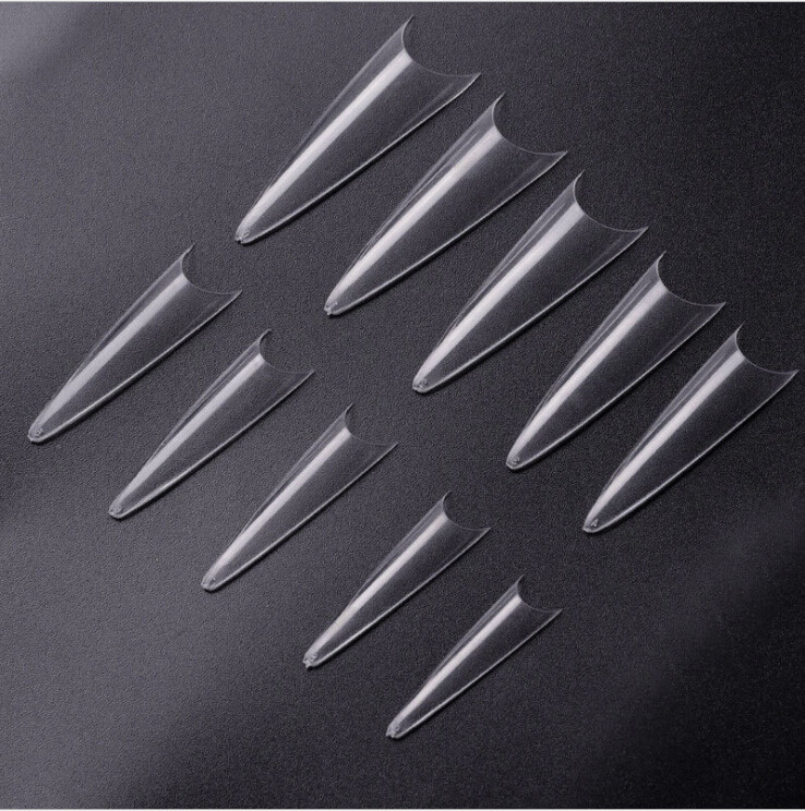 600Pcs/bag Nail Art Sharp Long Stiletto False Fake Nails Tips – Clear / Natural