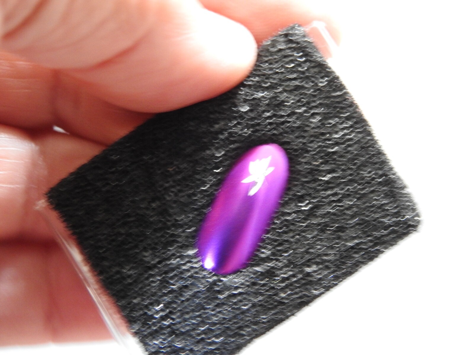 NOS REUSABLE ALUMINUM FINGER NAIL Purple with diamond cut starburst