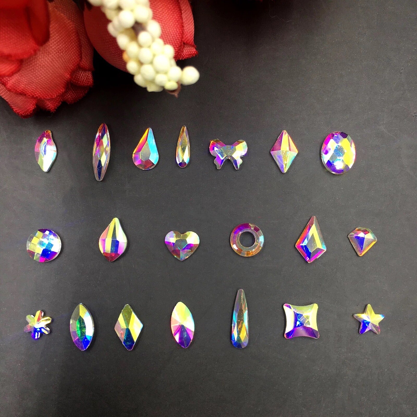 Multi Shapes Glass K9 Crystal AB Rhinestones -Nail Art Craft(2000 Pcs) 20 Shape