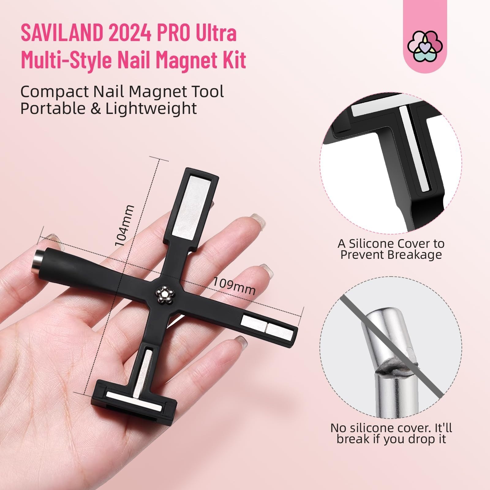 SAVILAND Cat Eye Nail Magnet Set 2024 – 5 in 1 Magnetic Tool
