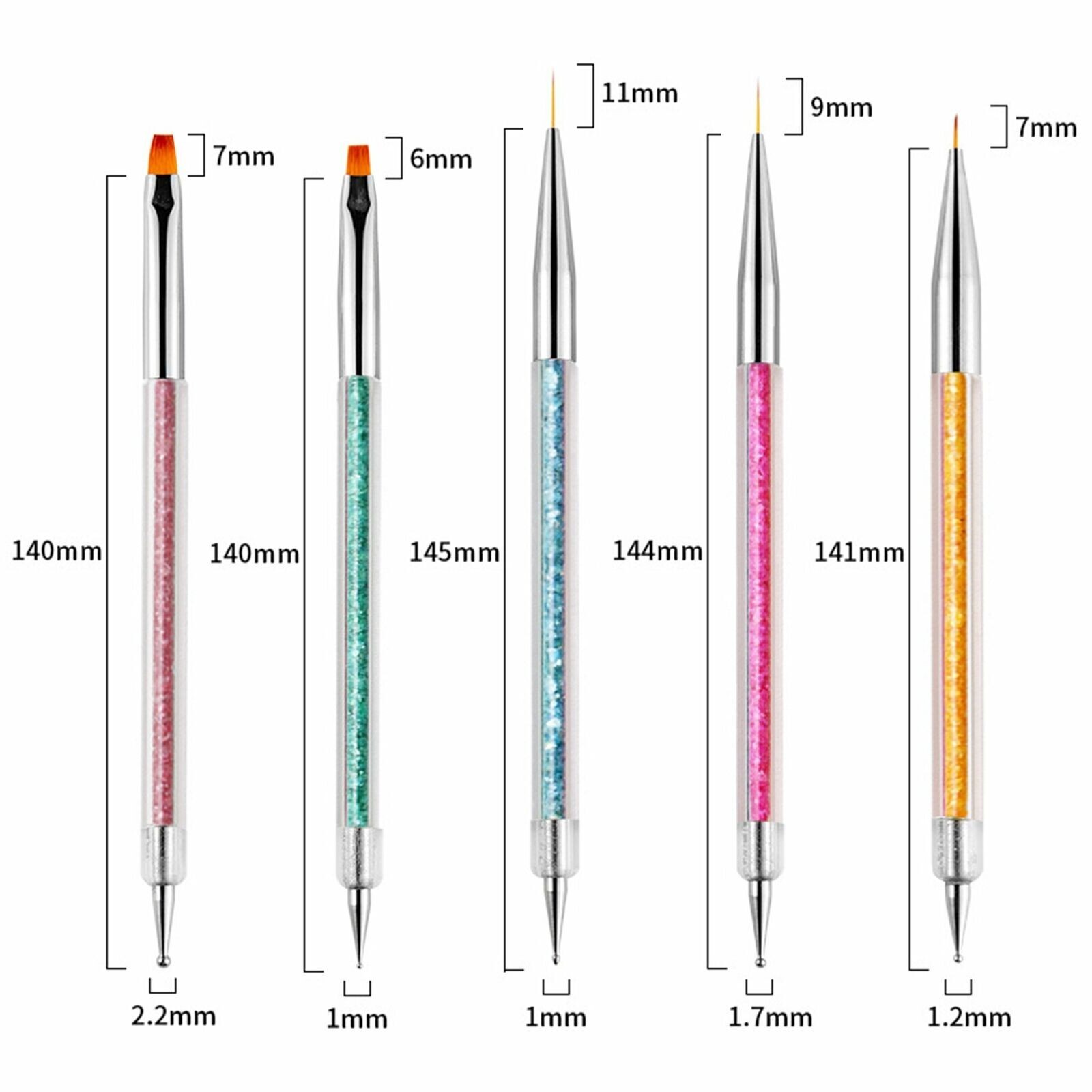 5 X Pcs Nail Art Dotting Tool Pen Brush Painting Drawing Polish Double Ended Set